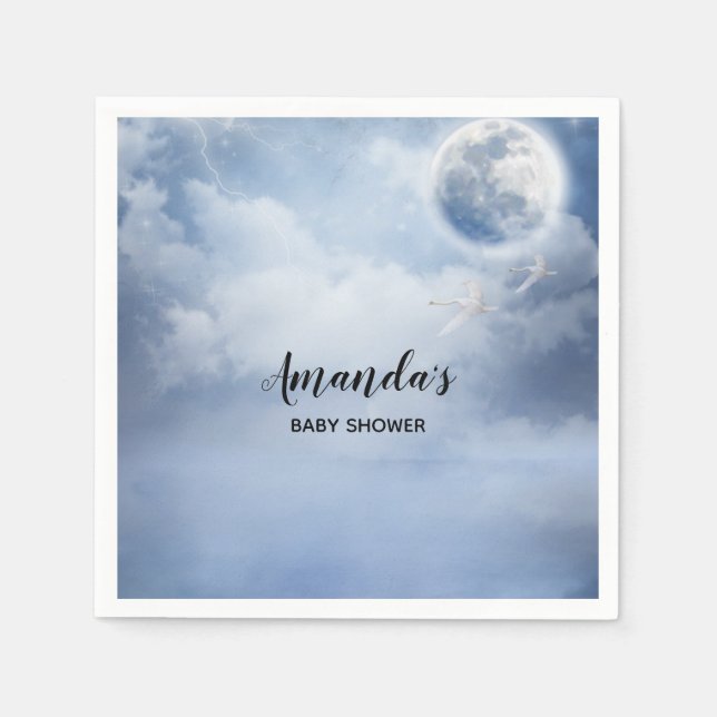 Guardanapo De Papel Belo Céu Azul com Cisnes Voadoras (Frente)