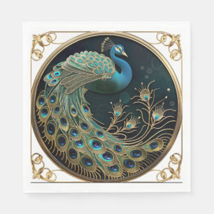 Guardanapo De Papel Belo deco de turquesa azul-pavão Dourada