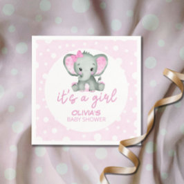 Guardanapo De Papel Belo Elefante Rosa É um Chá de fraldas