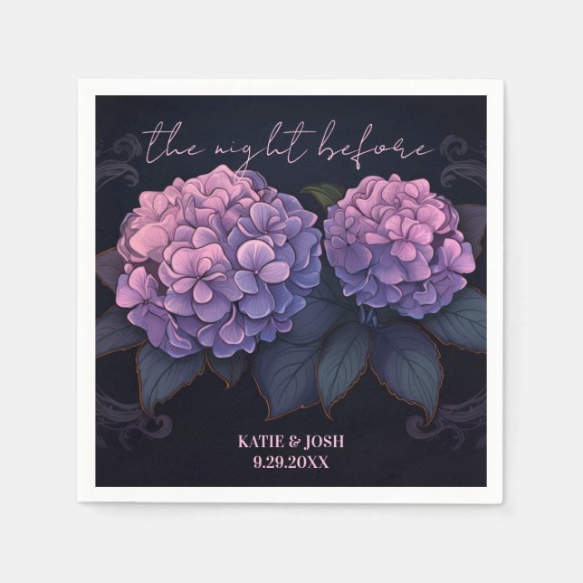 Guardanapo De Papel Belo Janto de ensaio de Hydrangea Preta Roxo (Frente)