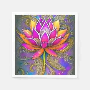 Guardanapo De Papel Belo Ornamentado cor-de-rosa cor-de-laranja, Flor