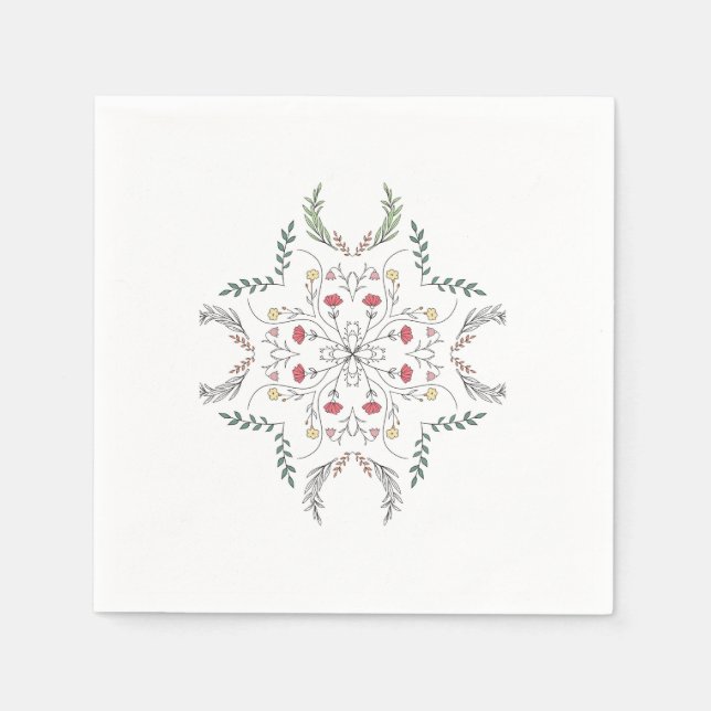 Guardanapo De Papel Belo padrão de flores, mandala (Frente)