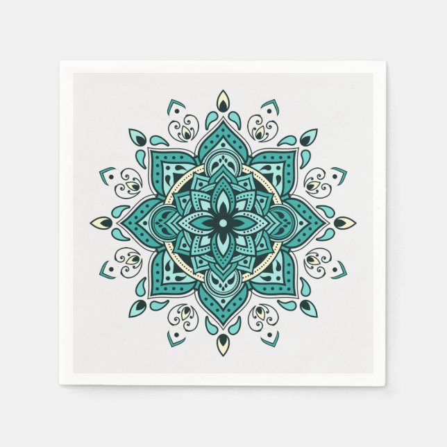 Guardanapo De Papel Belo Turquoise Mandala design (Frente)