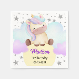 Guardanapo De Papel Belo Unicórnio e Silver Stars Aniversário