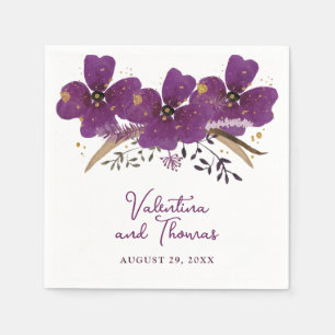 Guardanapo De Papel Belo Violet Watercolor Flores Papel Napkin