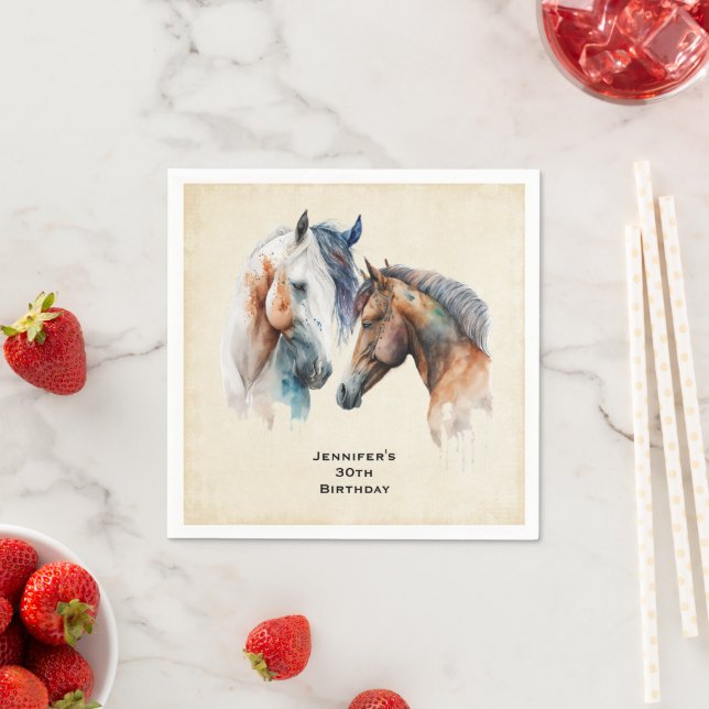 Guardanapo De Papel Belos Cavalos do Estilo Boho Ocidental Aniversário (Insitu)
