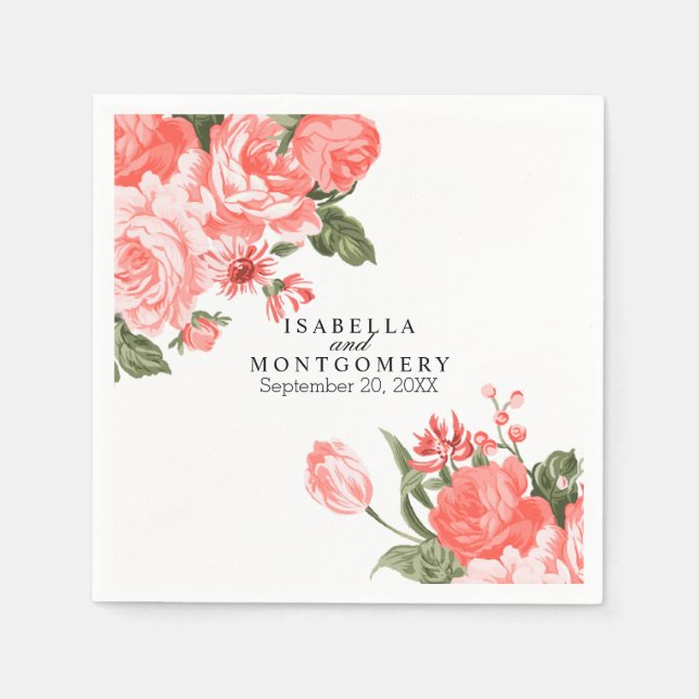 Guardanapo De Papel Belos Flores de Coral Napkins (Frente)