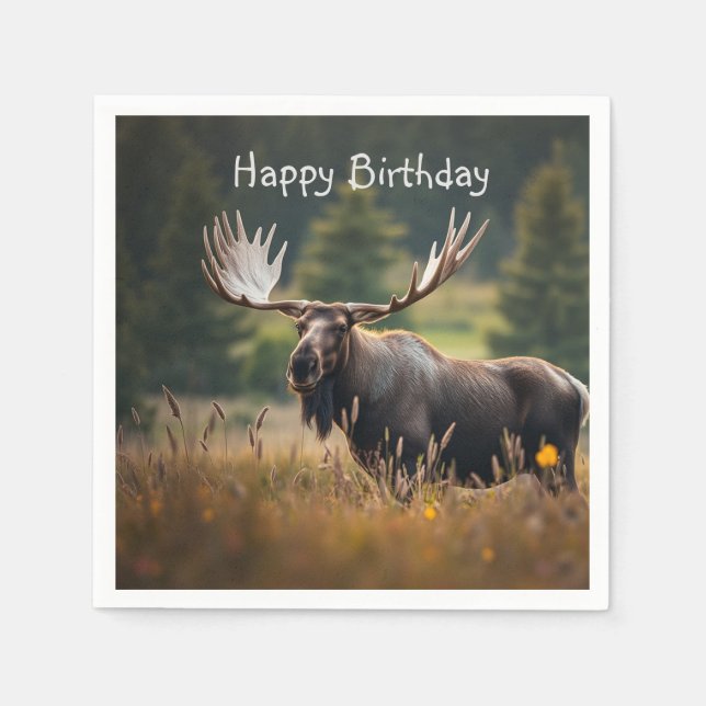 Guardanapo De Papel Belsome Moose Birthday (Frente)