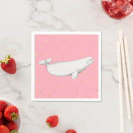 Guardanapo De Papel Beluga - Ilustração de Baleia Dourada, Rosa