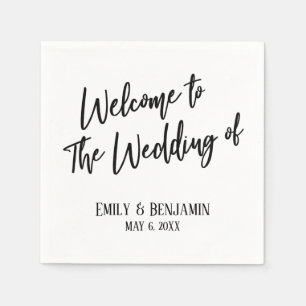 Guardanapo De Papel Bem-vindo ao Casamento da Tipografia Simples