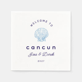 Guardanapo De Papel Bem-vindo ao Casamento Destino Cancun Azul