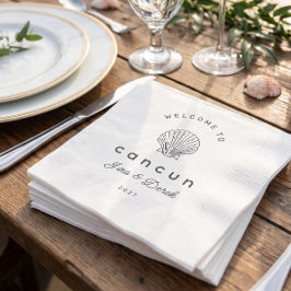 Guardanapo De Papel Bem-vindo ao Casamento no Destino Cancun Preto Bra