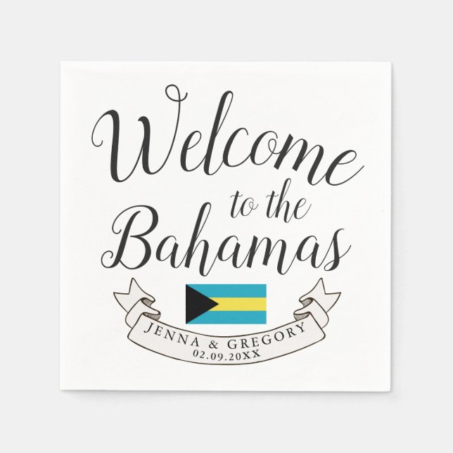 Guardanapo De Papel Bem-vindo às Bahamas | Personalização de Casamento (Frente)