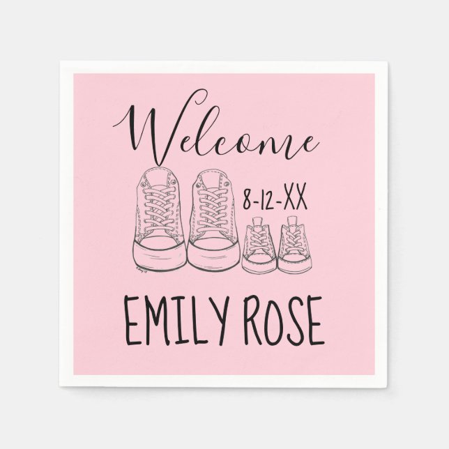 Guardanapo De Papel BEM-VINDO, Calçados-Bebê Chá-Rosa (Frente)