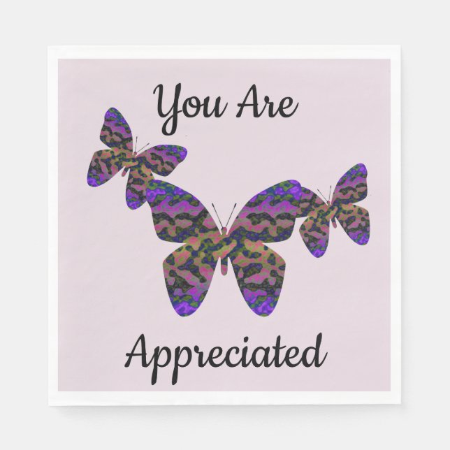 Guardanapo De Papel Bem-vindo Novamente Brilhante Borboletas Comerciai (Frente)