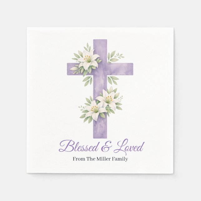 Guardanapo De Papel Bênçãos Religiosas de Páscoa Dia das Mães Cruz  (Frente)