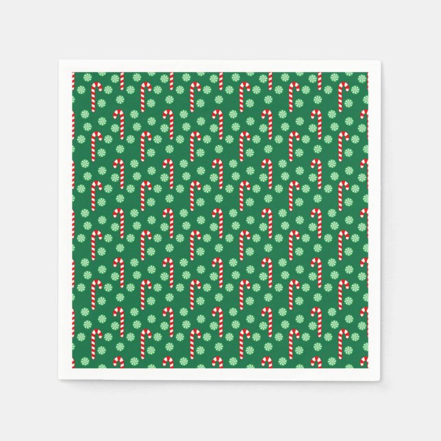 Guardanapo De Papel Bengala de Açúcar Vermelho e Verde Peppermint Nata (Frente)