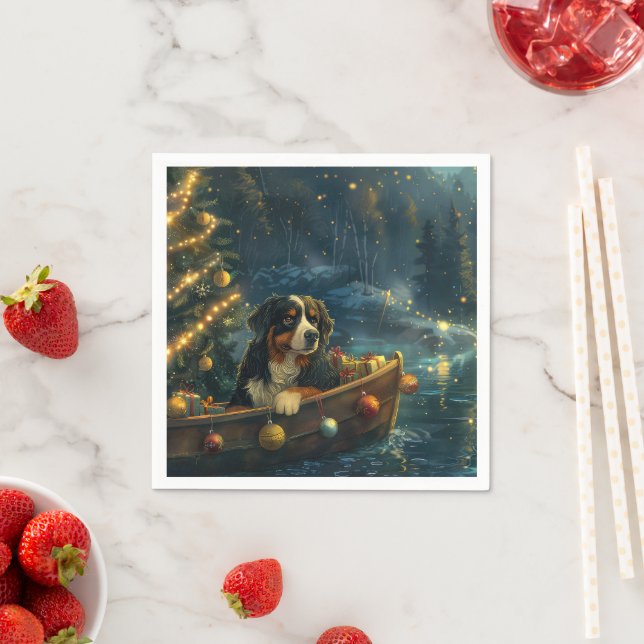 Guardanapo De Papel Bernese Mountain Christmas Voyage festiva (Insitu)