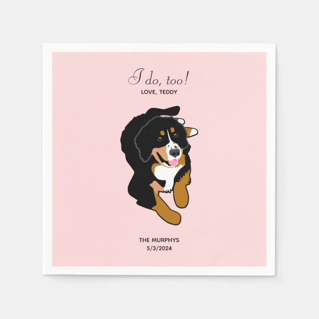 Guardanapo De Papel Bernese Mountain Dog Casamento Cocktail Napkins (Frente)