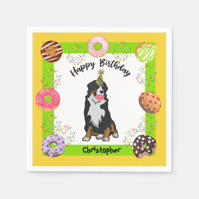 Guardanapo De Papel Bernese Mountain dog Festa de aniversário Napkin (Frente)