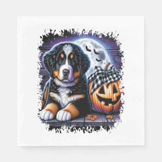 Guardanapo De Papel Bernese Mountain Dog Halloween (Frente)