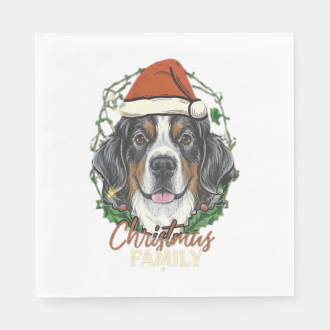 Guardanapo De Papel Bernese Mountain Dog Ilumina Fama de Natal (Frente)
