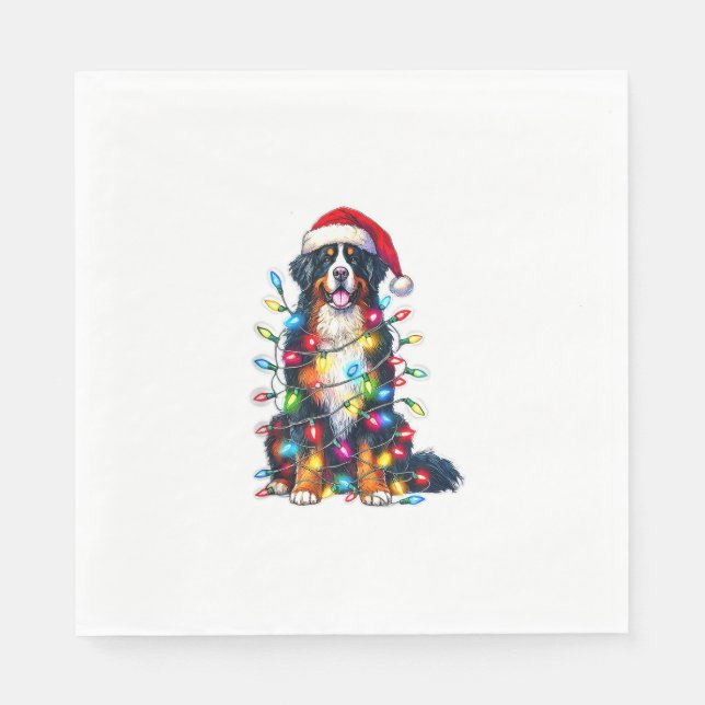 Guardanapo De Papel Bernese Mountain Dog x Luzes de Natal (Frente)