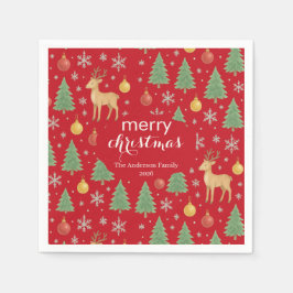 Guardanapo De Papel Berrendas de Aquarela e Árvore de Natal -