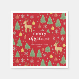 Guardanapo De Papel Berrendas de Aquarela e Árvore de Natal -