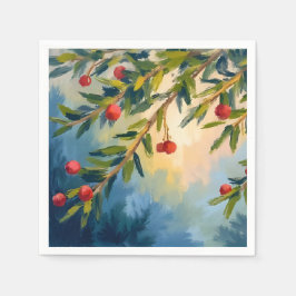 Guardanapo De Papel Berries & Greenery | Merry Christmas