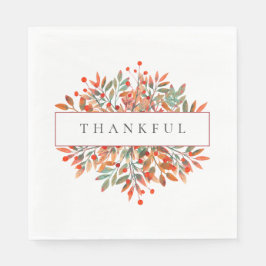 Guardanapo De Papel Berries Vermelhos e Folhas Botânicas Personalizáve