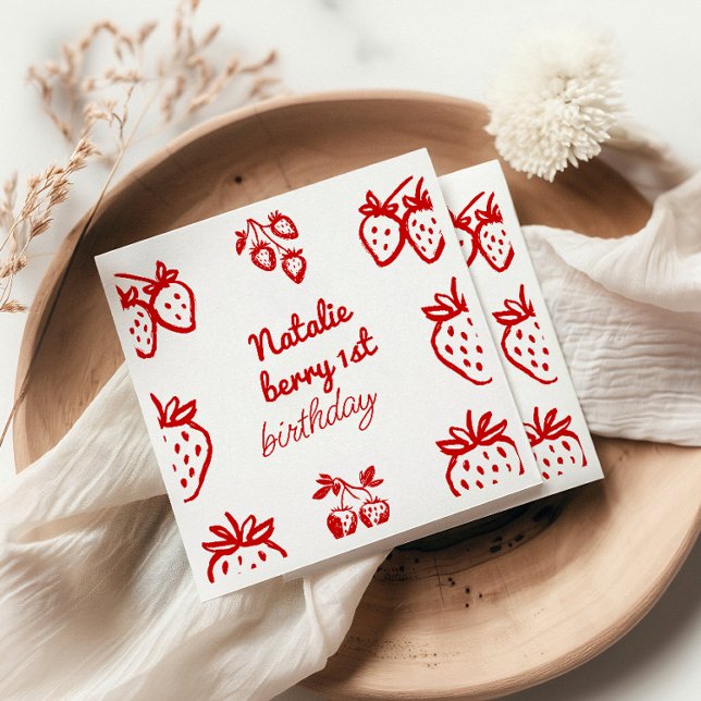 Guardanapo De Papel Berry 1rua Desenhou a Garota de Morango Divertida  (Criador carregado)