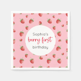 Guardanapo De Papel Berry de primeiro aniversario de morango Primeiro