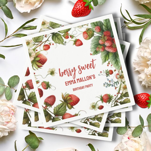 Guardanapo De Papel Berry de primeiro aniversario de morango Primeiro (Criador carregado)