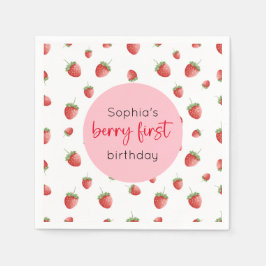 Guardanapo De Papel Berry de primeiro aniversario de morango Primeiro