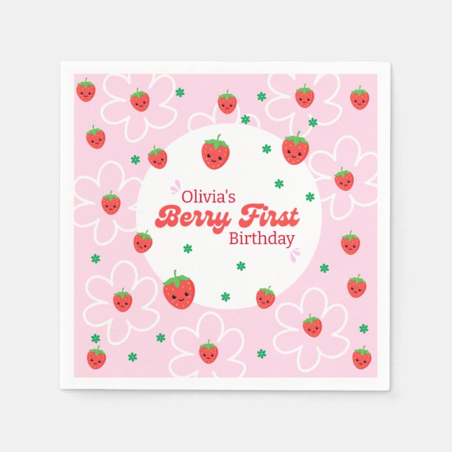 Guardanapo De Papel Berry First Birthday Napkins (Frente)