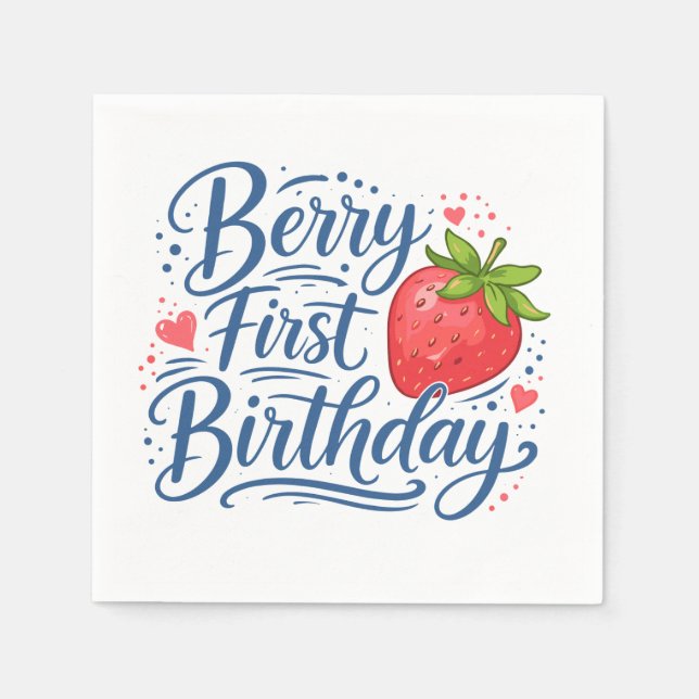 Guardanapo De Papel Berry First Birthday | One Year Old Party (Frente)
