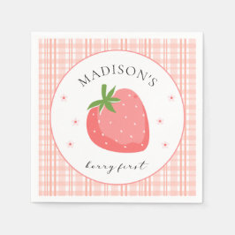 Guardanapo De Papel Berry First Birthday Paper Napkin Strawberry Party