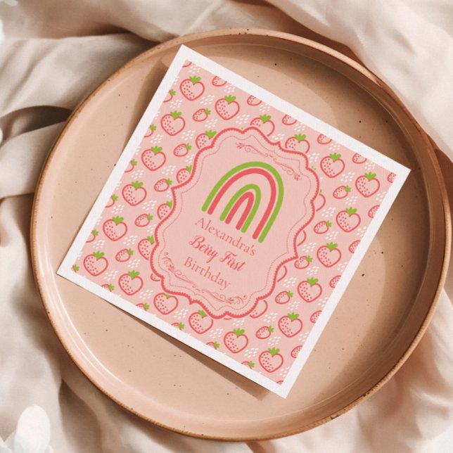 Guardanapo De Papel Berry First Birthday primeiro aniversario Strawber (Criador carregado)