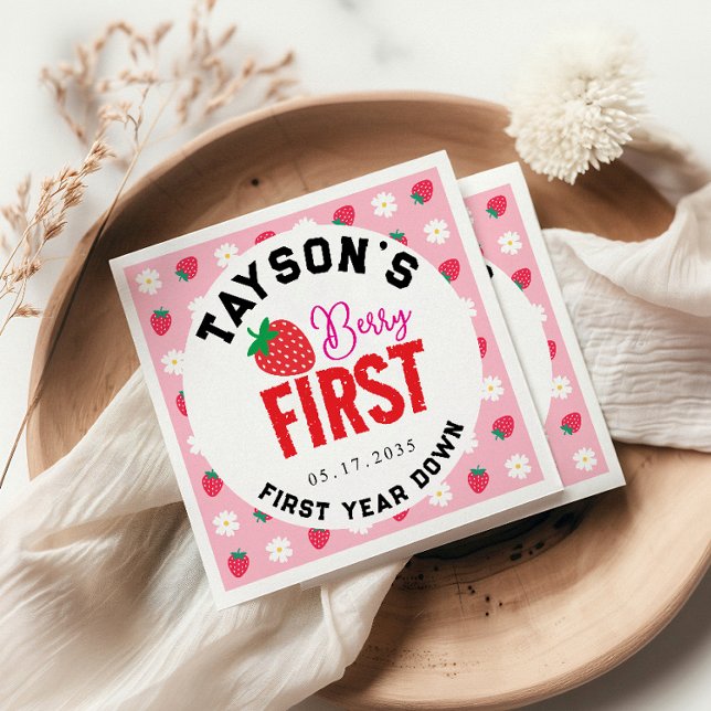 Guardanapo De Papel Berry First Birthday primeiro aniversario Strawber (Criador carregado)