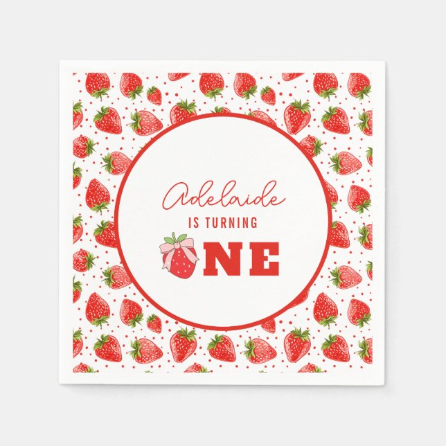 Guardanapo De Papel Berry First Birthday primeiro aniversario Strawber (Frente)