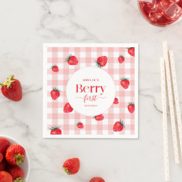 Guardanapo De Papel Berry First Birthday Strawberry Girl