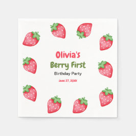 Guardanapo De Papel Berry First Birthday Strawberry primeiro aniversar