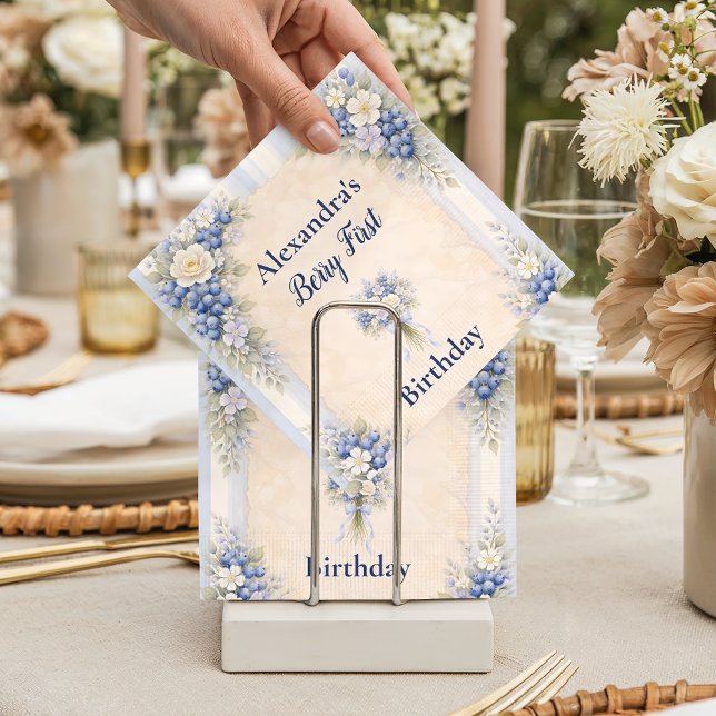 Guardanapo De Papel Berry First Blue Garden Party 1st Birthday (Criador carregado)