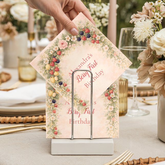 Guardanapo De Papel Berry First Garden 1st Birthday (Criador carregado)