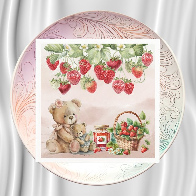 Guardanapo De Papel Berry First Strawberry and Bear Birday (Criador carregado)