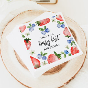 Guardanapo De Papel Berry First Strawberry e Blueberry Birthday