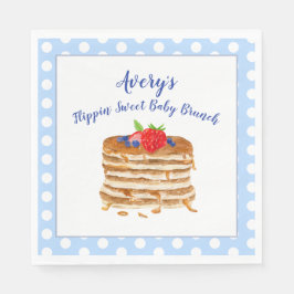Guardanapo De Papel Berry Pancake Blue Gingham Chá de fraldas