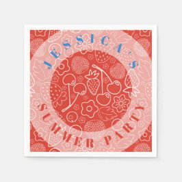 Guardanapo De Papel Berry Strawberry Cherry White Hand drawn Modern.