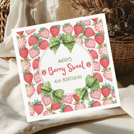 Guardanapo De Papel Berry Sweet 4th Birthday Strawberry Party 